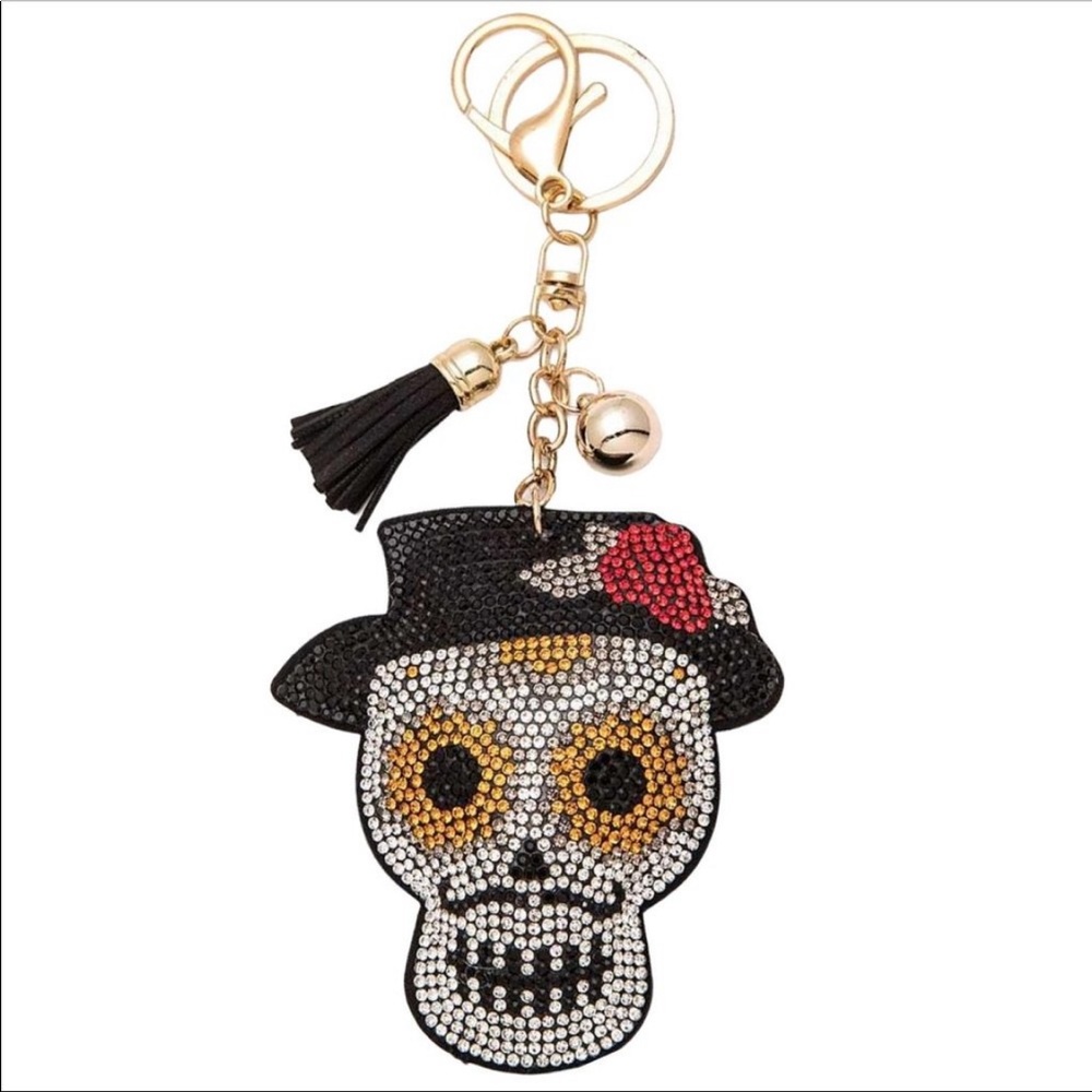 Mr. Sugar Skull Puffy Key Chain Purse Charm